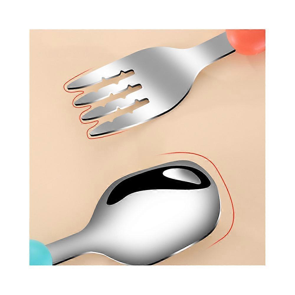 Dww-A Spoon + Fork + Box Set (Berlin Blue) Children's Tableware Learning Chopsticks Eating Learning Spoon Fork Baby Training Chopsticks Portable Box S