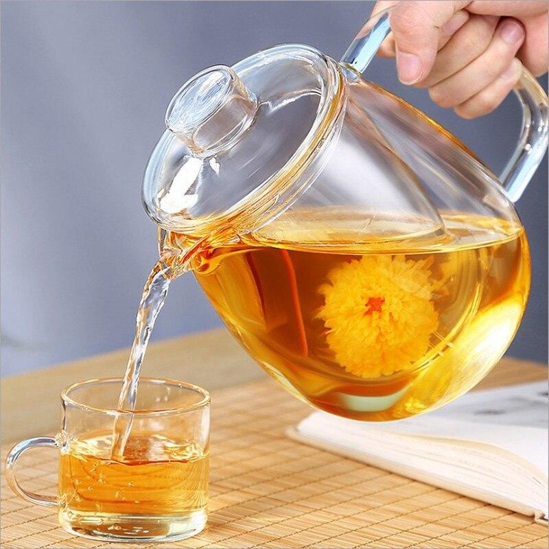 Glass Teapot for Stove Heat Resistant High Temperature Explosion Proof Tea Pot Infuser Milk Set Household Teaware