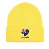 Heart Australian Flag Warm Knitted Cap Beanie, Patriotic Man Cap Cancer Chemo Slouchy Unisex Headwear Knit Hat Beanie