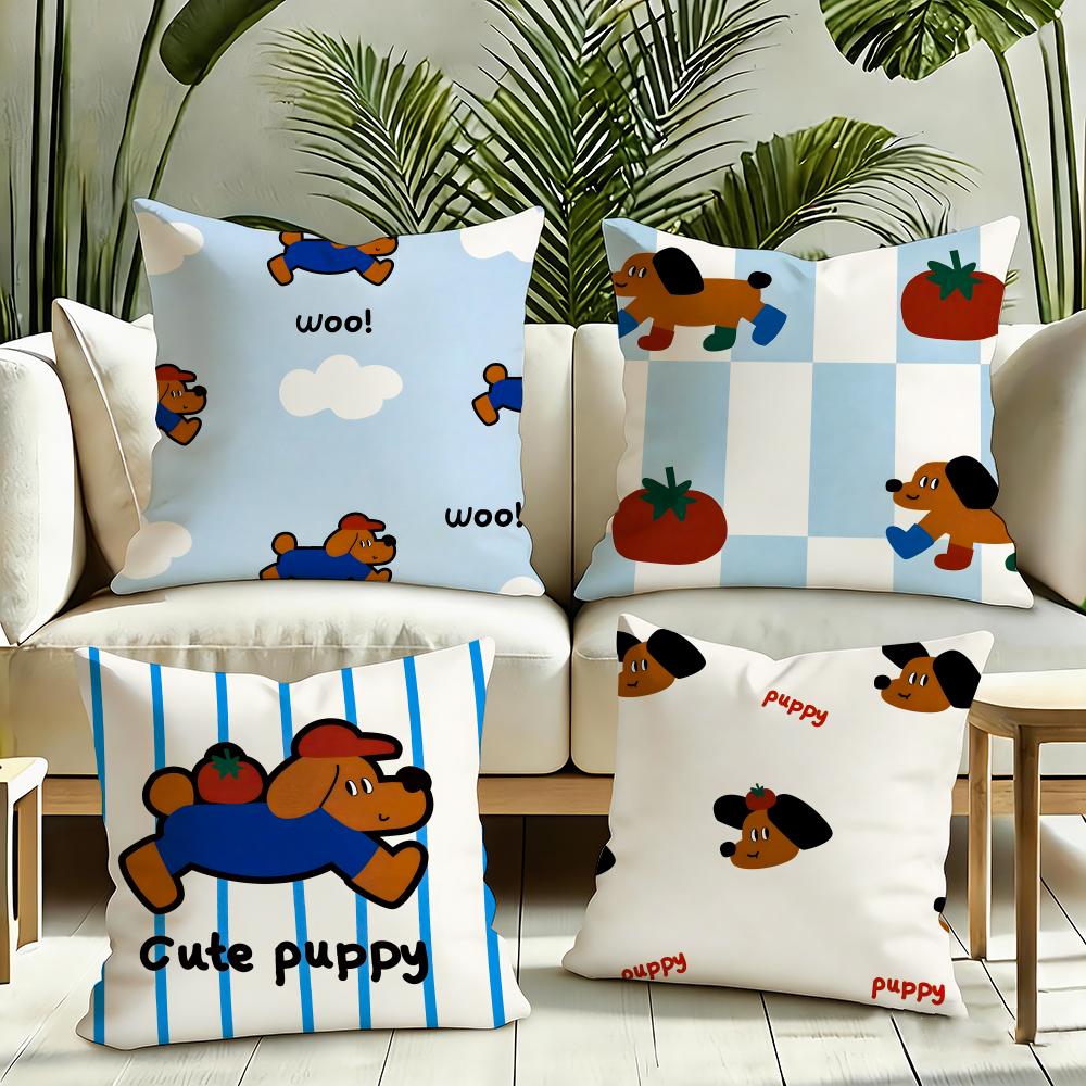 Tomato dog series Cushion Cover Reversible Plush Pillow Cover Soft Fluffy Home Decor for Sofa Bedroom