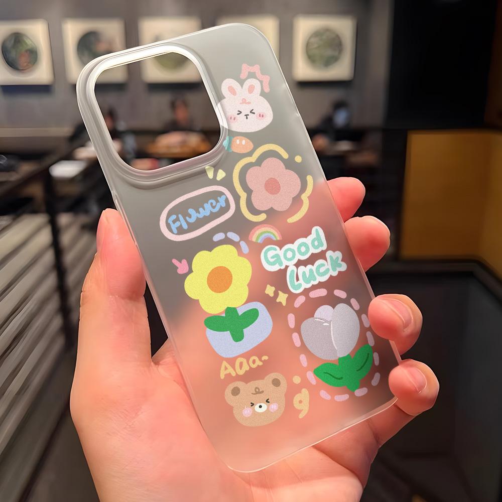 Чехлы для мобильных телефонов iPhone 11 13 15 Pro Max 12 14 Pro Max Чехол для iPhone 16 15 Plus 13 Pro 12 Матовая текстура с рисунком в виде мультяшных цветов