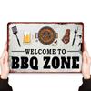 1 шт. Ретро Металлическая Вывеска «Зона Барбекю» – Винтажное Жестяное Настенное Искусство с Иллюстрацией Мастера Гриля, Идеально для Декора Дома Внутри и Снаружи