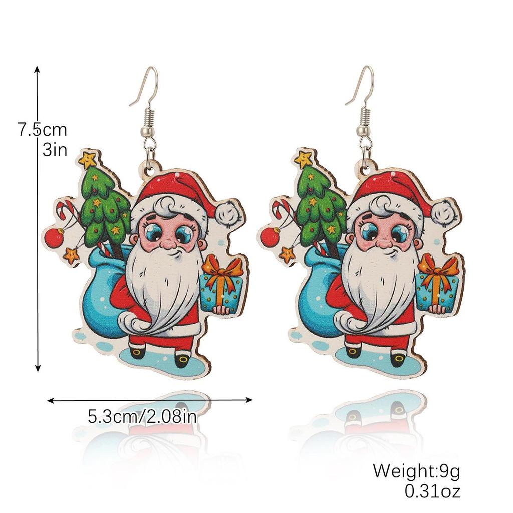 Trendy Snowflake & Santa Wooden Christmas Earrings
