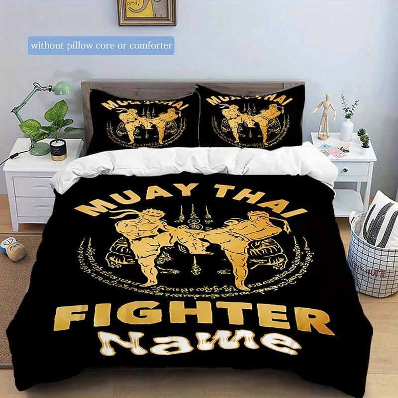 Muaythai Customize Your Name Duvet Cover Soft Bedding Set For Bedroom Guest Room And Dorm Decoration Threepiece Set Includes 1 Duvet Cover 2