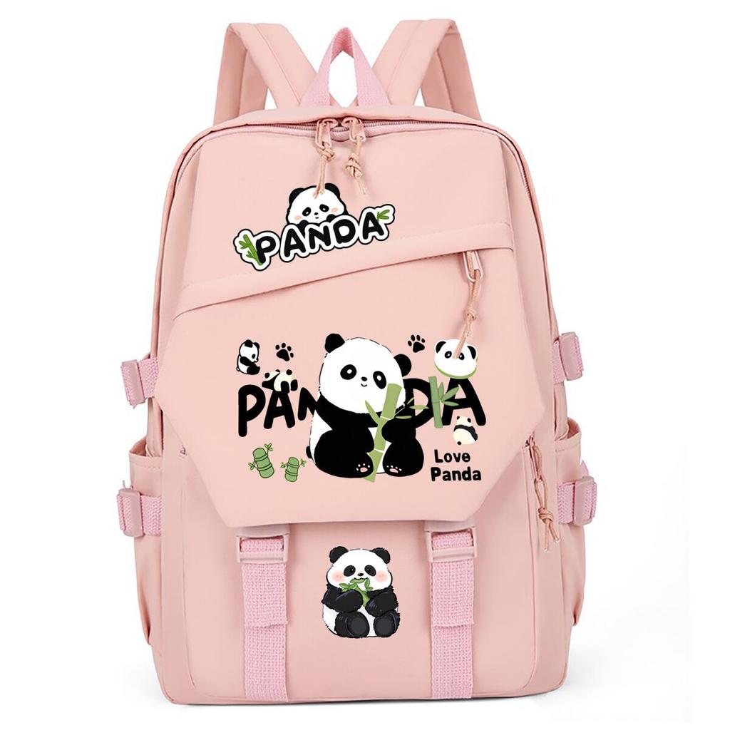Panda Huahua Cartoon Printed Student Campus Backpack Casual Large Capacity School Bag