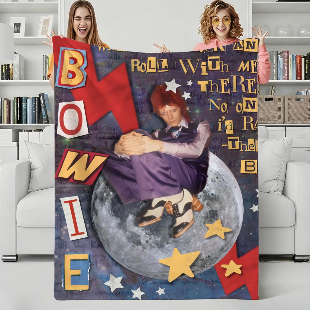 Музыкальный плед D-David Bowie Фланелевый плед Идеально подходит для дивана, офиса, кровати, путешествий, сна, чтения, отдыха, кемпинга, всесезонное использование