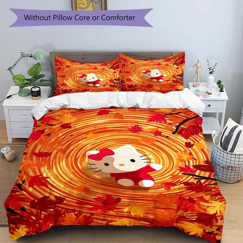 3pcs Hello Kitty Duvet Cover Set, 1 Duvet Cover + 1/2 Pillowcases (No Insert), Bedroom Decor, Allseason Comfort yy251021295