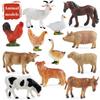 12 шт. Модель животного с фермы, игрушка, мини-утка, лошадь, курица, корова, фигурки, куклы, фигурки действия, игрушки для детей, подарок