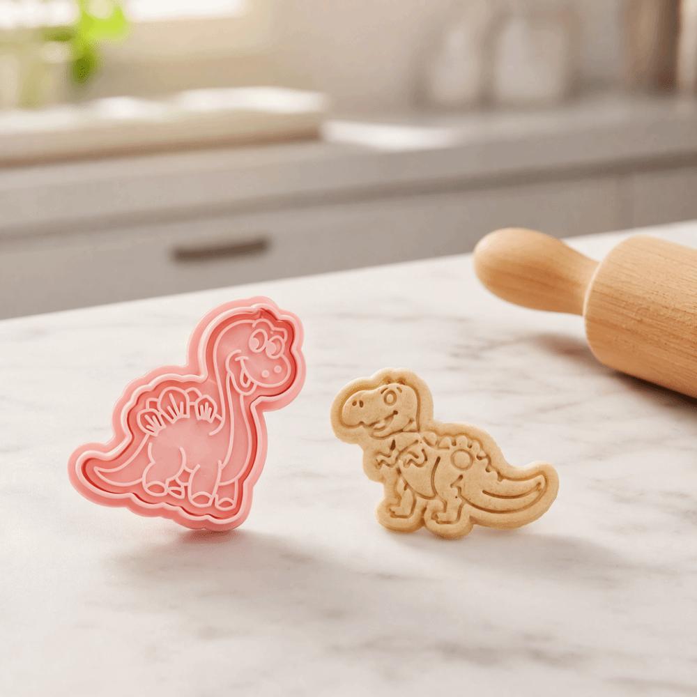 8PCS 3D Embossed Details Dinosaur Cookie Cutter PP Cookie Cutter Set Baking Kit Kids DIY Desserts
