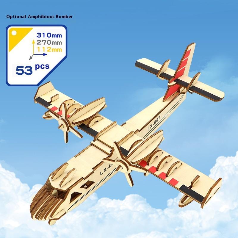 Мальчики деревянные 3D головоломки детские развивающие игрушки строительные блоки самодельные деревянные головоломки самолет игрушка