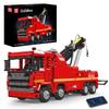 Mould King 19017 Rescue Tow Truck Building Blocks, 1653 Pieces, with Pneumatic Crane, App & Remote Control, Construction Vehicle Model, Ages 8+,