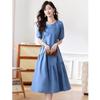 Solid color bubble sleeve skirt