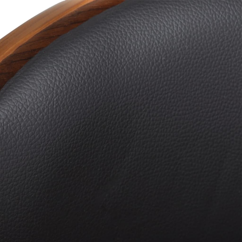 Bar Stool Set 2 pcs Black Bentwood and Faux Leather