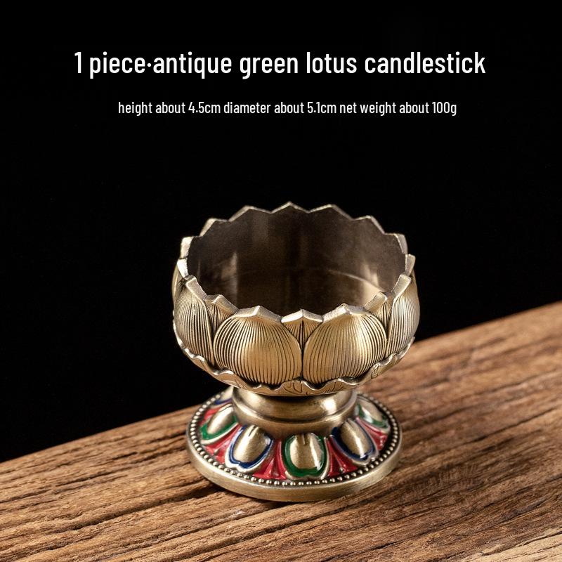 Полностью металлический набор подсвечников-лотосов для буддийских подношений