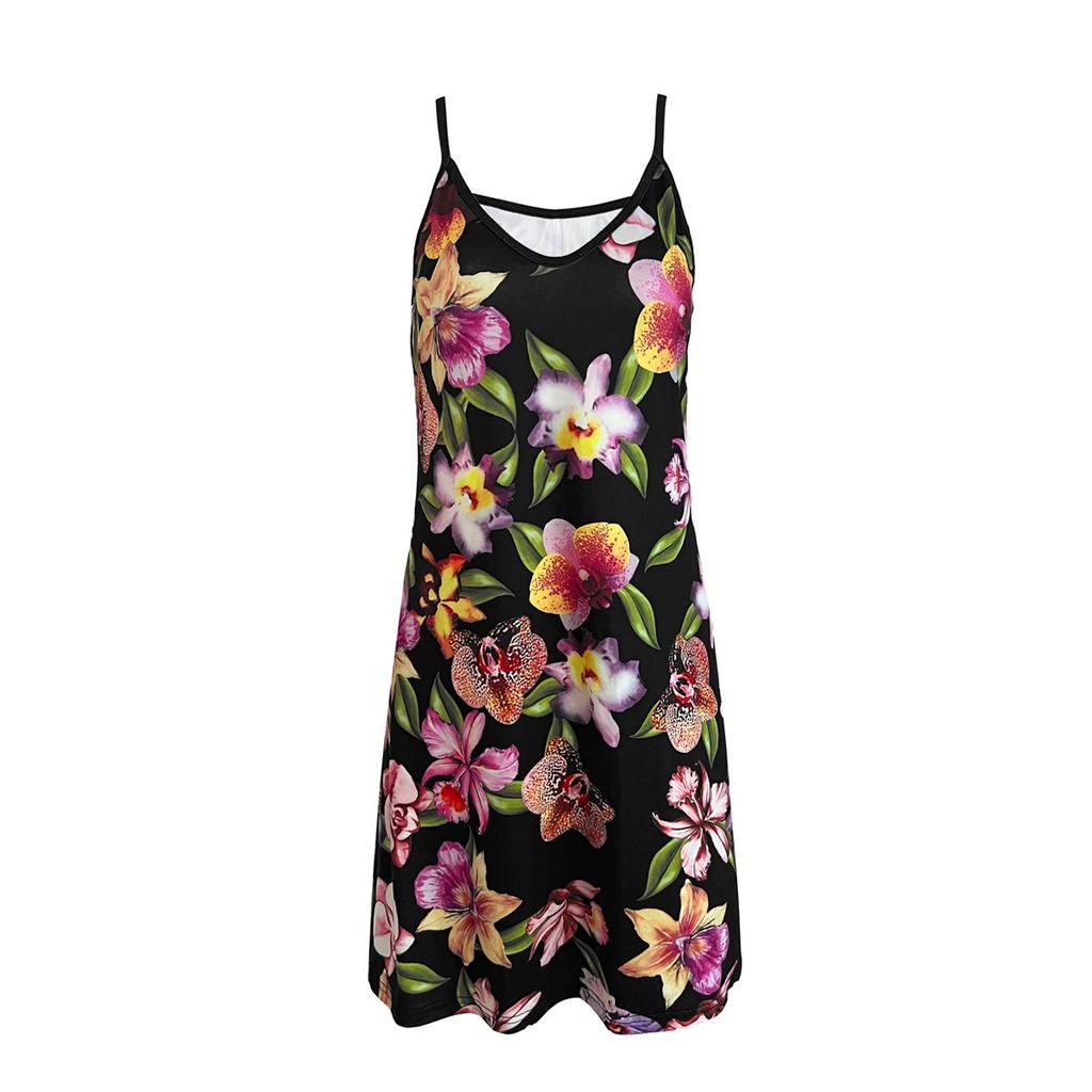 Women's Summer Dress Casual Printed Loose Suspender Short Dress