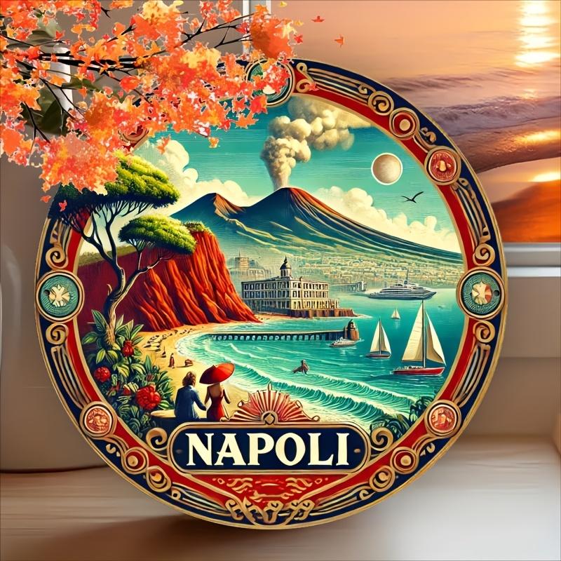 Металлическая настенная табличка Napoli Vintage x Дюймов Круглая алюминиевая табличка с яркой сценой Гавайских островов Прочная Легко Ha