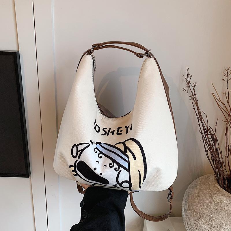 2024 Новая мультяшная сумка-тоут большой емкости с принтом «кроссбоди», популярная модная осенне-зимняя повседневная женская сумка на одно плечо и два плеча