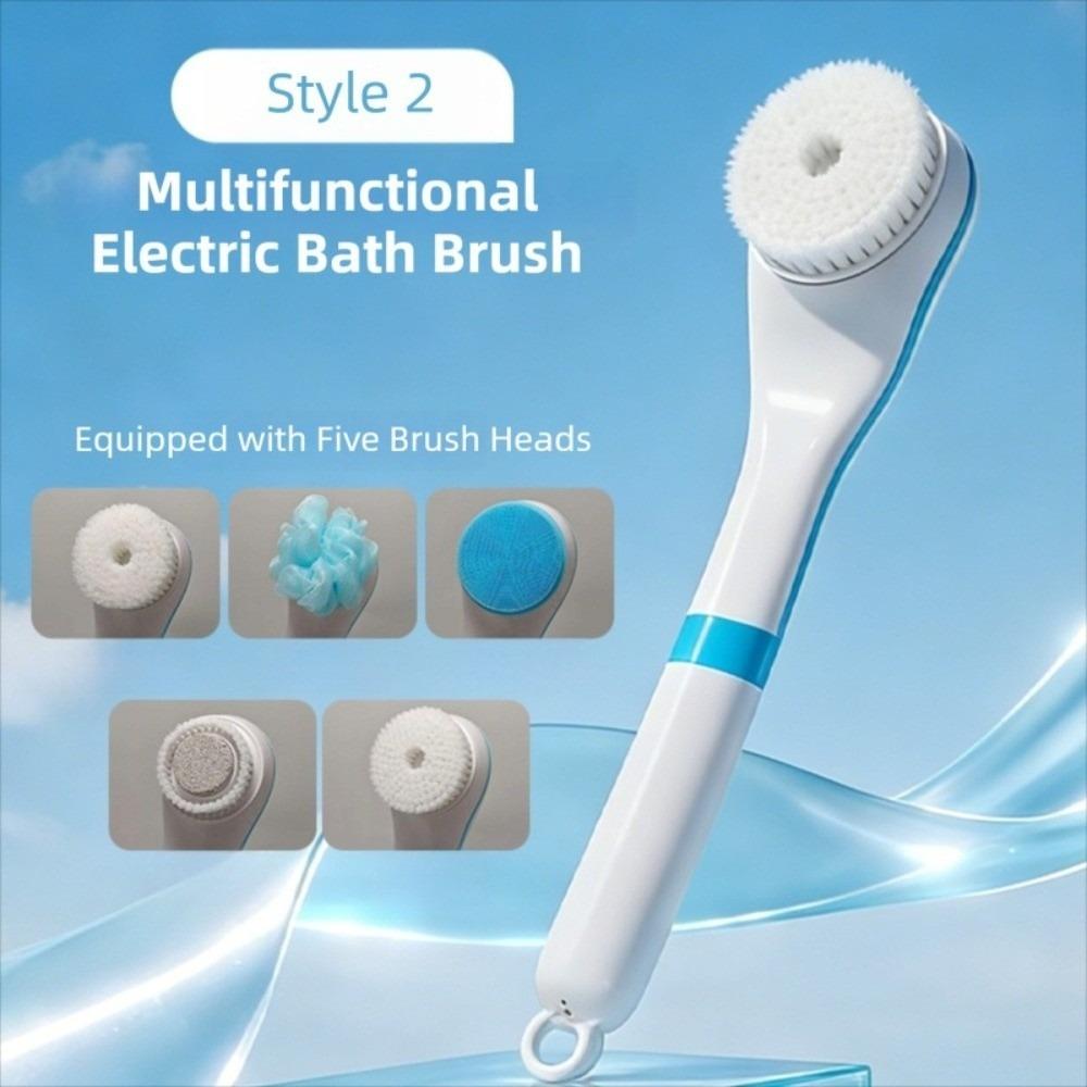 Long Handle Electric Bath Brush Portable Back Rub Bath Brush Soft Hair Bath Brush Dorm Room