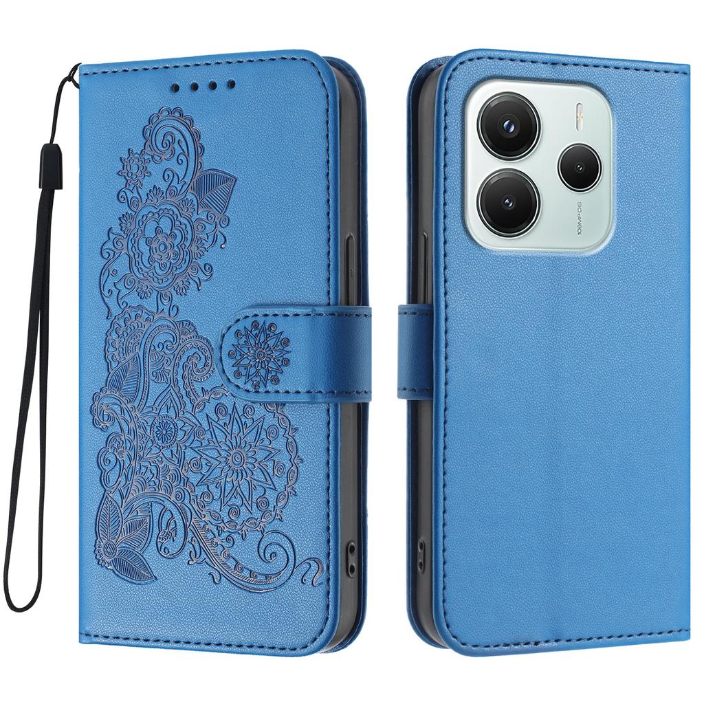 For Xiaomi Redmi Note 14 4G (164.84x78.15x8.16mm) Phone Cases Mandala Flower Leather Wallet Mobile Cover with Strap