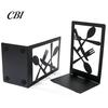High Quality Iron Bookends 1 Pair Kitchen Metal Decorative Bookend for Shelves, Heavy Duty Non-Skid Book Cooking Theme Holder Stand, Black Support