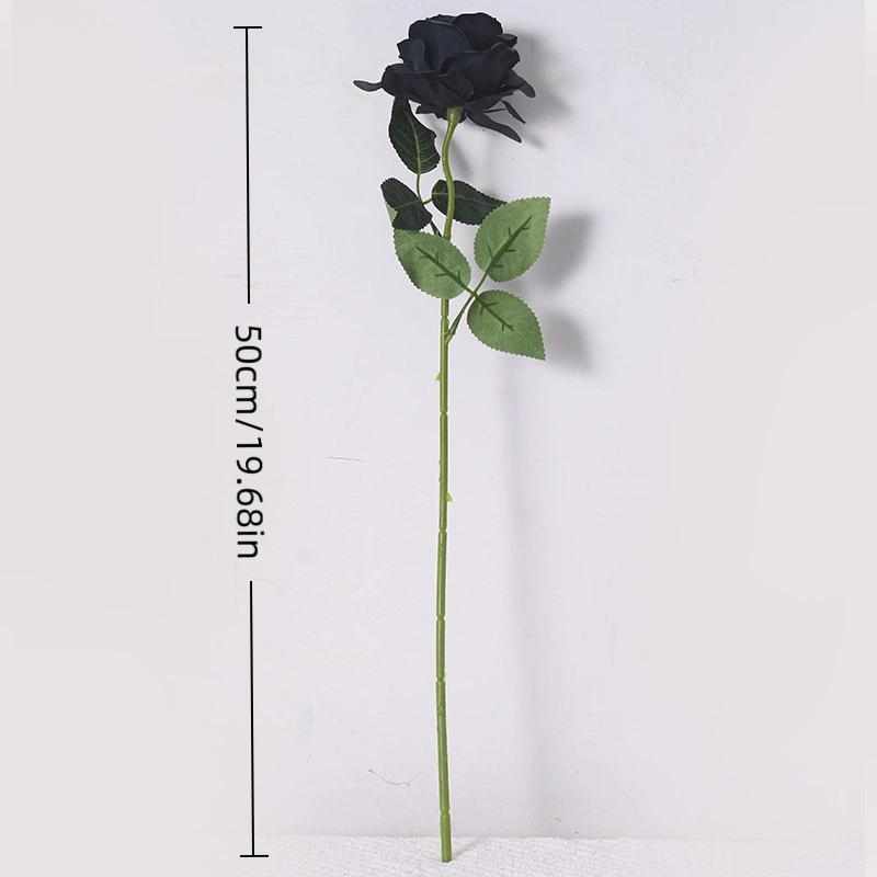 1PC Pure Black Single Rose Halloween Ghost Festival Horror Gothic Style Dark Bouquet Series Decoration Home Garden Room Decor