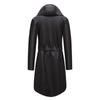 Women's Solid Colored Hooded Long Sleeved Trench Coat With Striped And Straight Tube Jacket