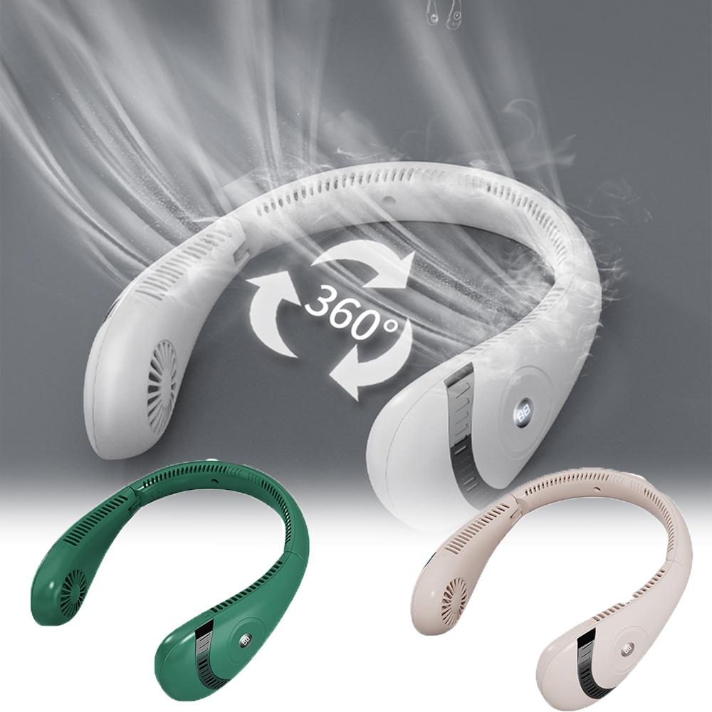 Вентилятор на шею Портативный безлопастной шейный охладитель воздуха с зарядкой от USB Портативный вентилятор Цифровой дисплей Складной летний охлаждающий вентилятор