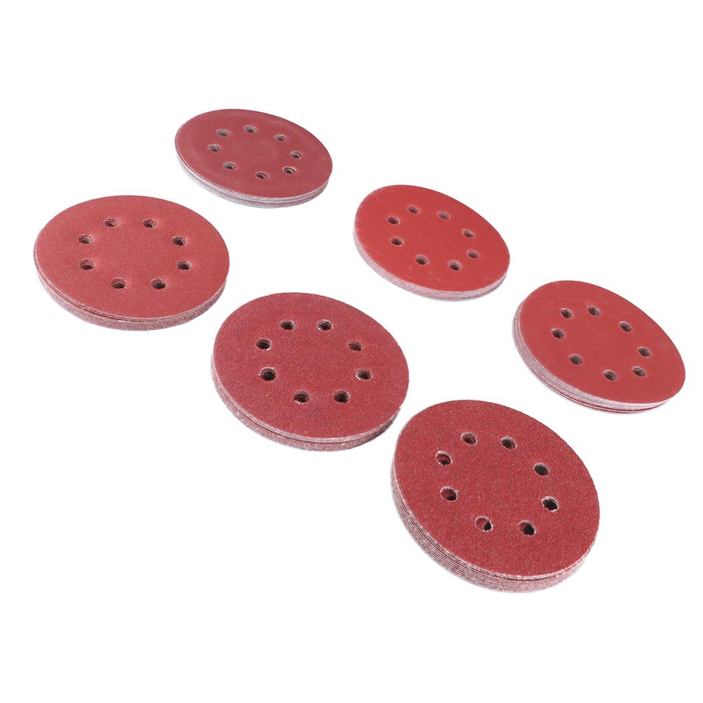 60 шт. Шлифовальный диск 5 дюймов 8 отверстий 6 типов наждачная бумага крепление на липучке круглый шлифовальный лист для