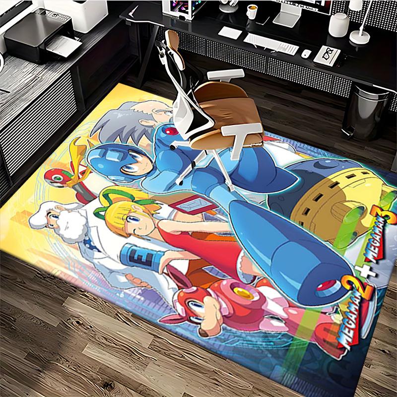 1 шт. Коврик для офисного кресла с дизайном из аниме и мультфильма Megaman, нескользящий ковер для домашнего декора, гостиной, спальни, игровой комнаты - Идеальный подарок для поклонников Mega Man
