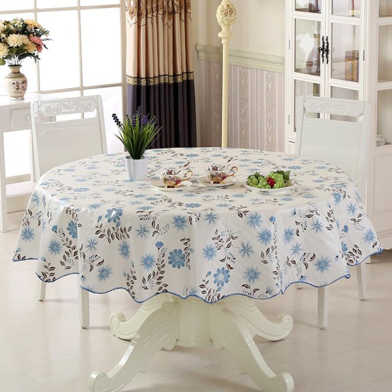 Скатерть из ПВХ-пластика, круглая скатерть в скандинавском стиле с пасторальным цветочным узором, маслостойкая водонепроницаемая кухонная скатерть