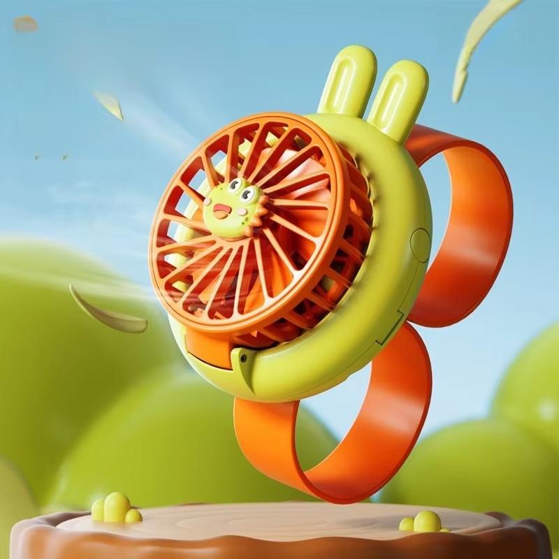 Детский мини-ручной вентилятор с USB-подзарядкой, милый мультяшный вентилятор-часы, портативный маленький вентилятор для использования на улице и в помещении, 3 скорости