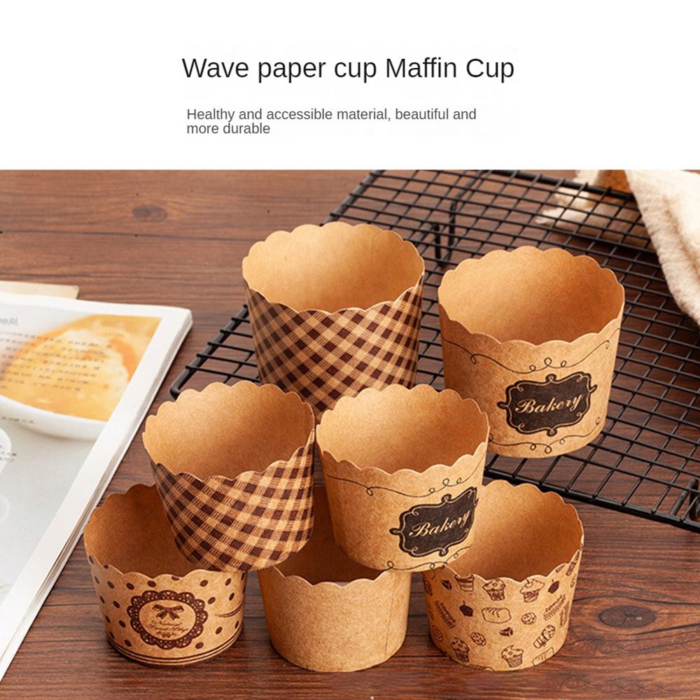 Подставка для маффинов среднего размера Бумажные стаканчики Упаковочная коробка из крафт-бумаги Термостойкие бумажные стаканчики Аксессуары для выпечки