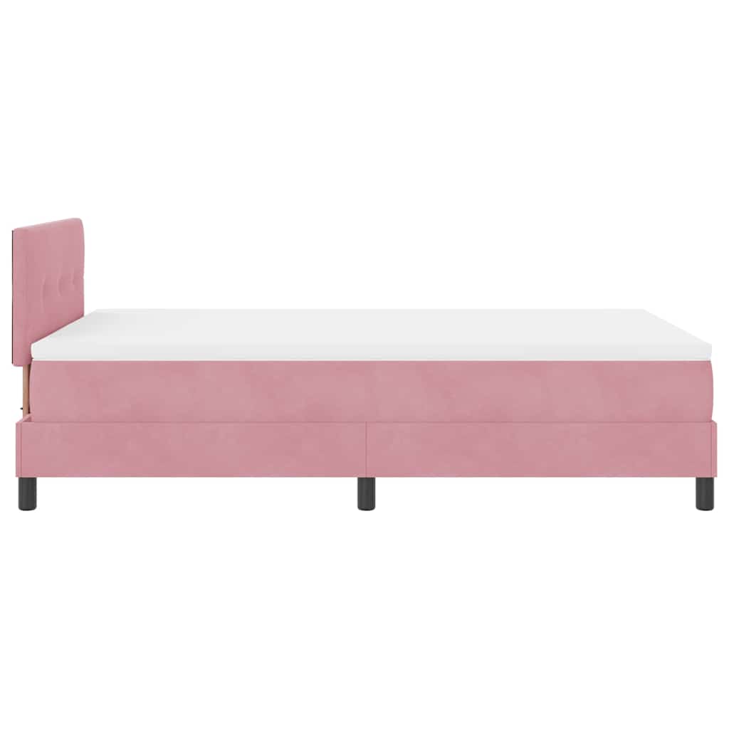 LED Box Spring Bed with LED Light Strips Pink 120 x 200 cm Velvet
