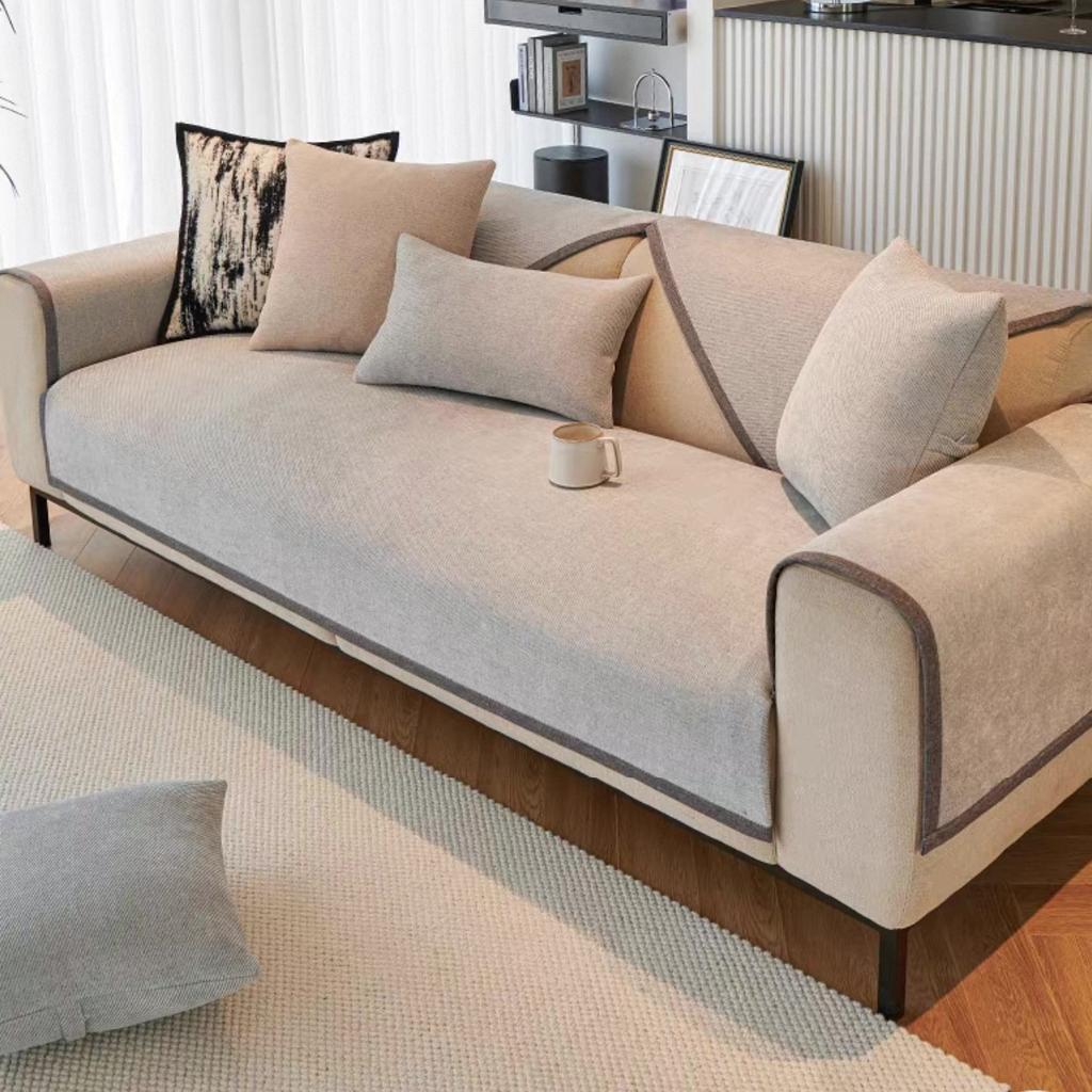 Minimalist Twill Solid Chenille Sofa Cover for All Seasons Living Room Non-slip Sofa Seat Cover Couch Slipcover, Sofa Towel