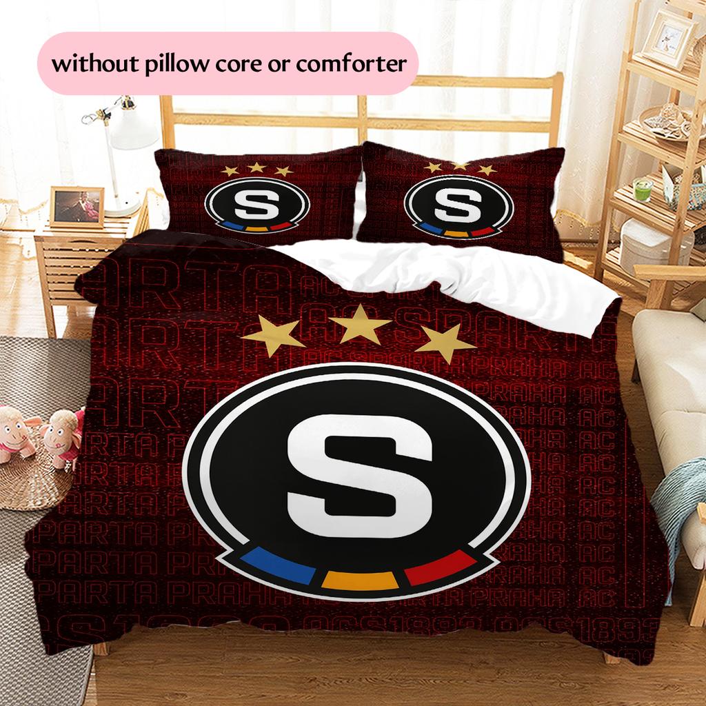 Sparta Prague football logo Pattern Bedding Home Decoration Birthday Gift (1 * duvet cover + 2 * pillowcase, without core)