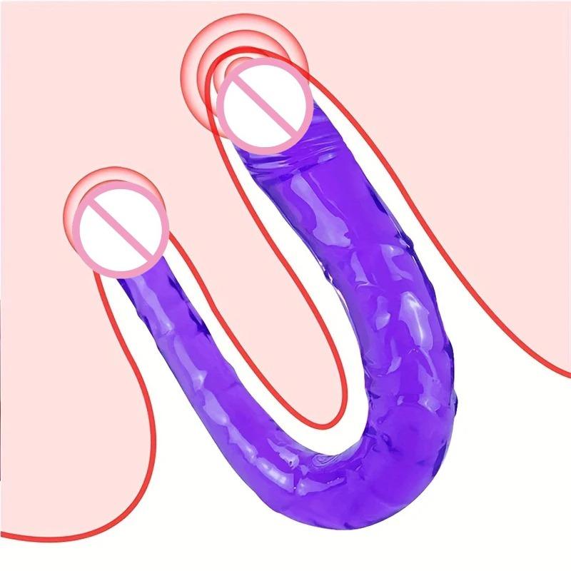 Товары для взрослых Секс-игрушка Двусторонний Реалистичный Дилдо Гибкие Желейные Дилдо Пенис Петух Анальная Пробка Массажер Стимуляция точки G