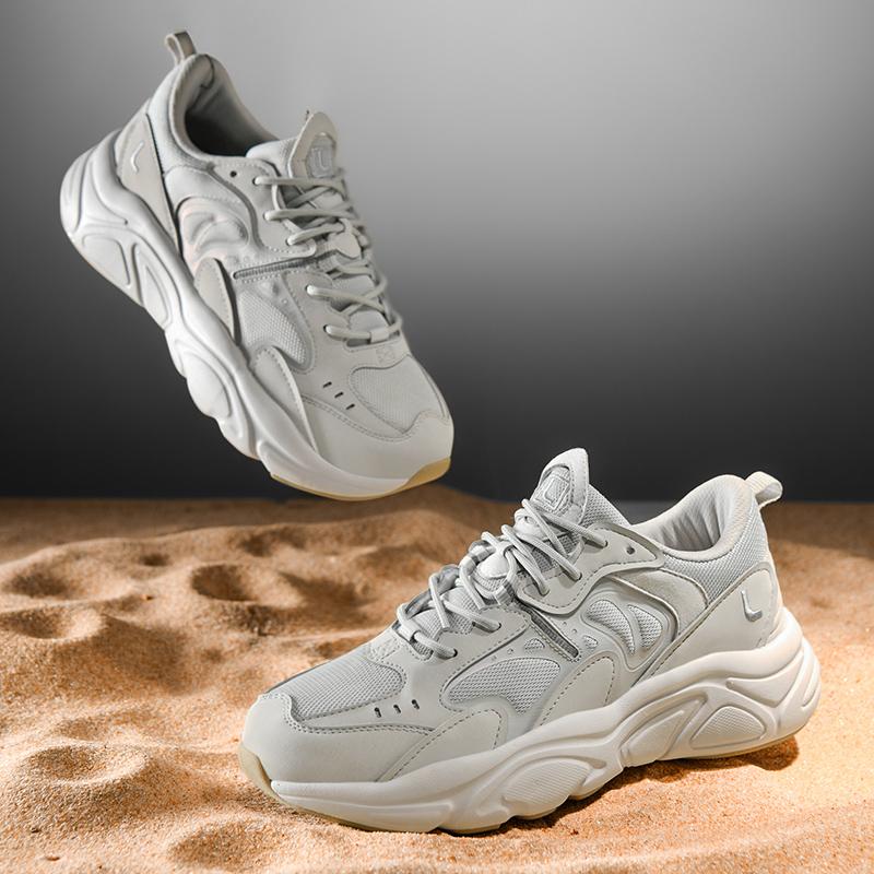 Genuine Leather Men's Chunky Running Shoes for Women Light Comfort Jogging Sports Shoes Mesh Commuting Walking Shoes Sneakeres