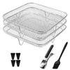 1 Set Stainless Steel Dehydrator Rack Three-layers Stackable Square Dishwasher Safe Roasting Steamer Rack Kitchen Fryer Accessories