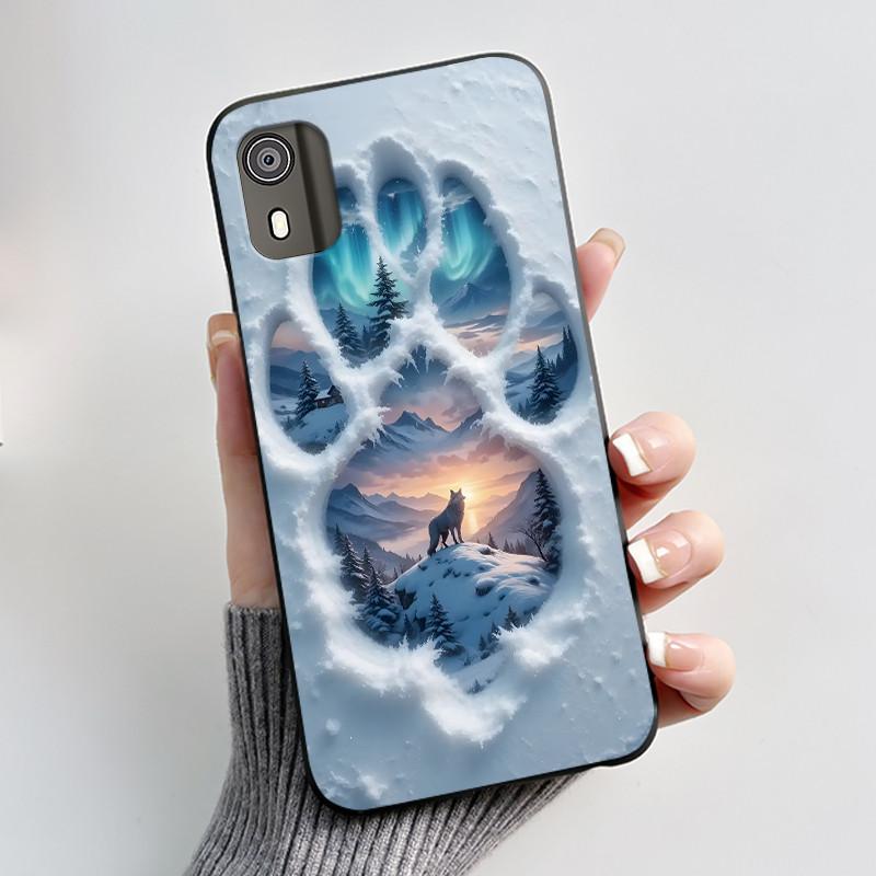 Чехол для телефона Nokia C02 Милый Забавный Любовь Кролик Животное Черный Матовый Мягкий ТПУ Защитная Задняя Крышка для Чехла Nokia C2 2-го Поколения