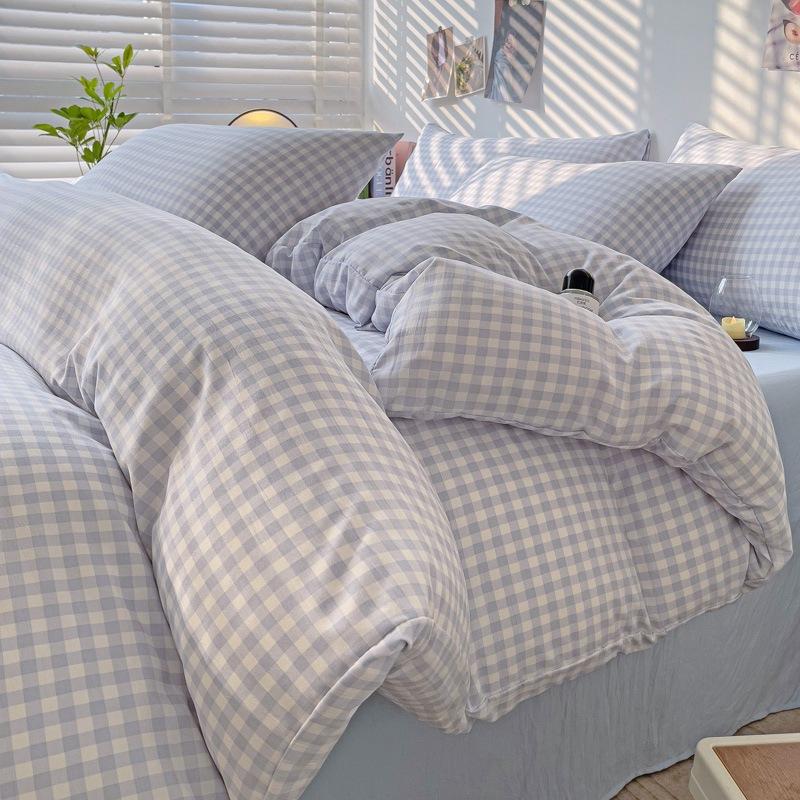 Маленький комплект из четырех предметов из свежевыстиранного хлопка, постельное белье, пододеяльник, комплект из трех предметов для односпальной кровати в общежитии