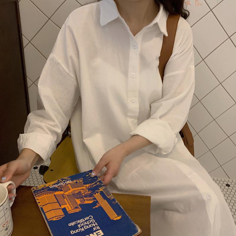 Minimalist Long Over The Knee Shirt, Color Lapel Cardigan Shirt, Sun Protection Air-conditioned Shirt