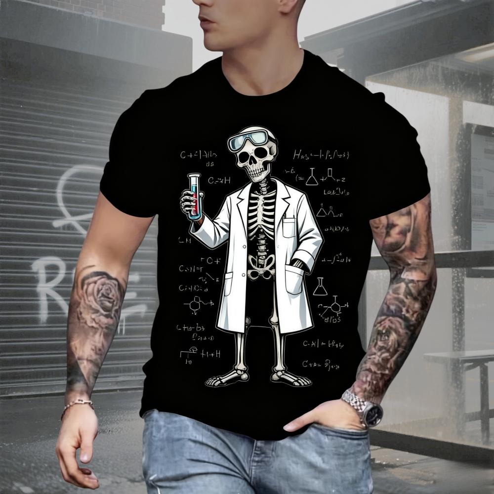Summer AI Fashion Men's Skull Printed T-Shirts Breathable Short Sleeve Tee O-Neck Men's Clothing Vintage Comfort Y2k Women's Clothes