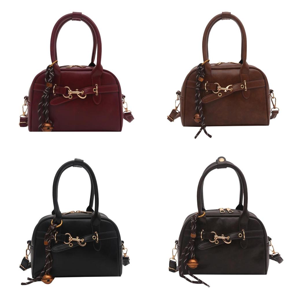Retro Shoulder Handbag For Women Pu Material Street Style Small Square Bag With Zipper Closure