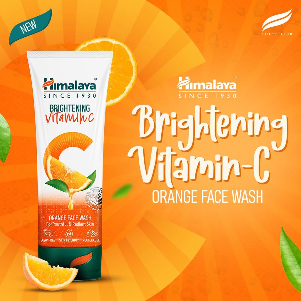 Himalaya Brightening Vitamin C Orange Face Wash 50ml Pack Of 1 Gentle Daily Cleanser For Radiant Skin