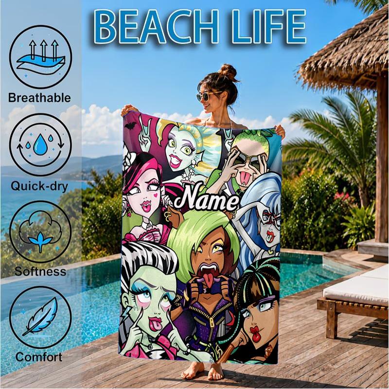 Custom Name High Party Beach Towel Microfiber Beach Towel, Lightweight and Quick-Dry, for Summer Travel, Swimming Pool Gift