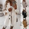 Women Casual Autumn Winter 45720 Sleeve Pockets Buttons Long Coat Loose Jacket