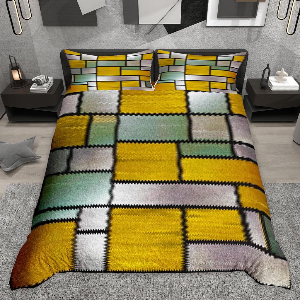 Comforter Homewish Contemporary Geometric Abstract Stripe Bedding Set Wave Lines Plaid Checkered Comforter Set