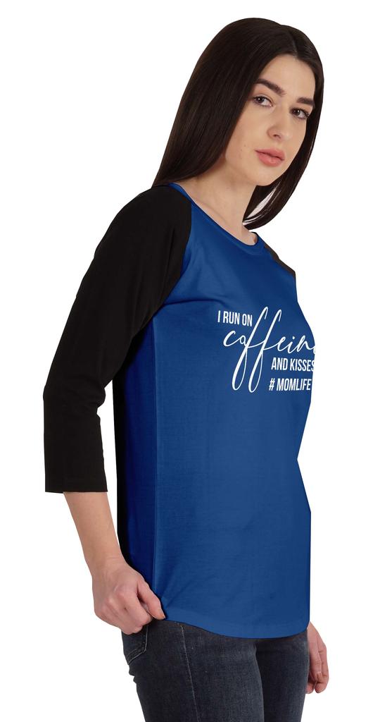 Inkmeso Футболка с принтом «Я бегу на кофеине и поцелуях» #Momlife для женщин