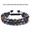 Мужской регулируемый браслет для йоги с натуральными камнями тигровый глаз и агат