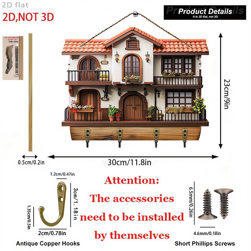 Плоский держатель для ключей Порядок Дерево Экономия места Художественный Кафе Ретро стиль Домашнее хранение DIY установка Дарение подарков Практичность